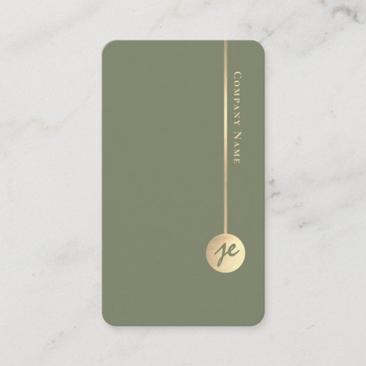 Simple Minimal Monogram Elegant Sage Green & Gold Visitenkarte (Vorderseite)