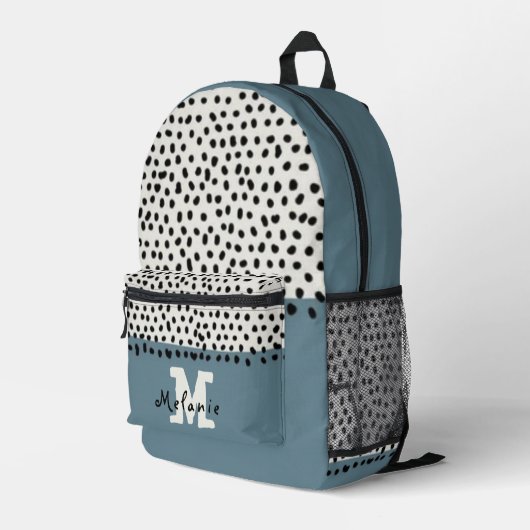 Simple Minimal Monogram Name Backpack Bedruckter Rucksack (Rückseitige Ecke Rechts)