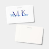 simple minimal monogram personalized name blue ret ausweis (Vorder- & Rückseite)