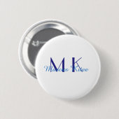 simple minimal monogram personalized name blue ret button (Vorne & Hinten)