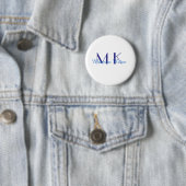 simple minimal monogram personalized name blue ret button (Beispiel)