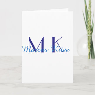 simple minimal monogram personalized name blue ret karte