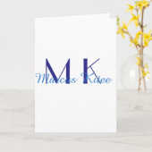 simple minimal monogram personalized name blue ret karte (Gelbe Blume)