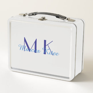 simple minimal monogram personalized name blue ret metall brotdose