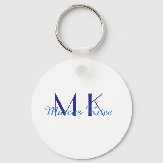 simple minimal monogram personalized name blue ret schlüsselanhänger (Vorderseite)