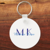 simple minimal monogram personalized name blue ret schlüsselanhänger (Vorderseite)
