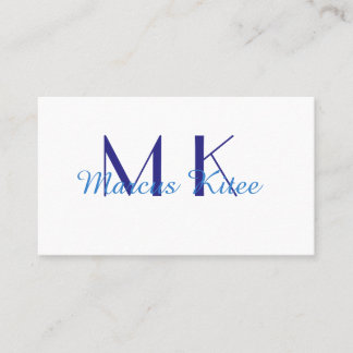 simple minimal monogram personalized name blue ret visitenkarte