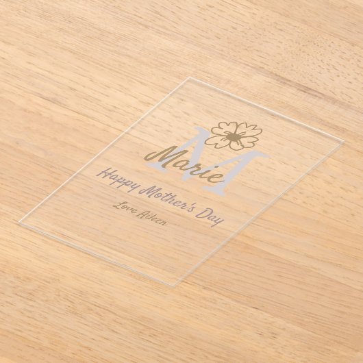 simple minimal mother's day monogram golden gray f acryleinladungen (Ablage )