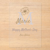 simple minimal mother's day monogram golden gray f acryleinladungen (Vorderseite)