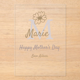 simple minimal mother's day monogram golden gray f acryleinladungen