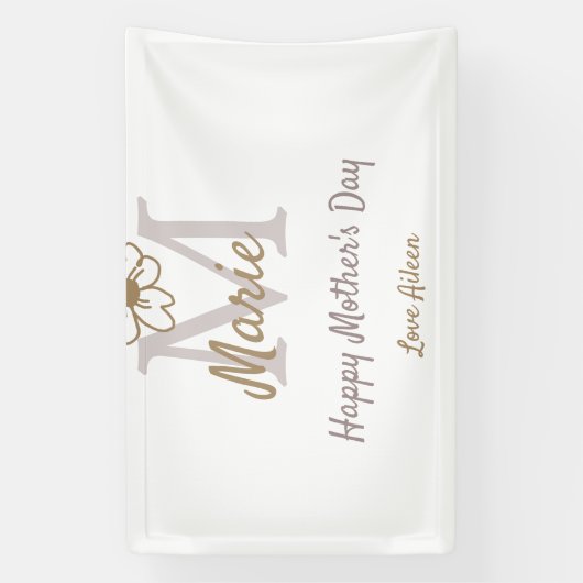 simple minimal mother's day monogram golden gray f banner (Vertikal)