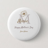 simple minimal mother's day monogram golden gray f button (Vorderseite)