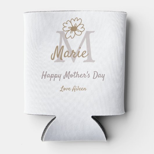 simple minimal mother's day monogram golden gray f dosenkühler (Vorderseite)
