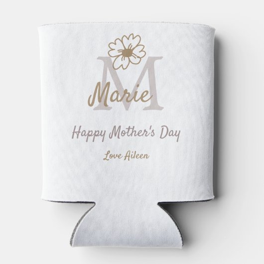 simple minimal mother's day monogram golden gray f dosenkühler (Rückseite)