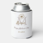 simple minimal mother's day monogram golden gray f dosenkühler (Kanne Rückseite)