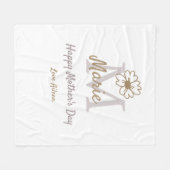 simple minimal mother's day monogram golden gray f fleecedecke (Vorderseite (Horizontal))