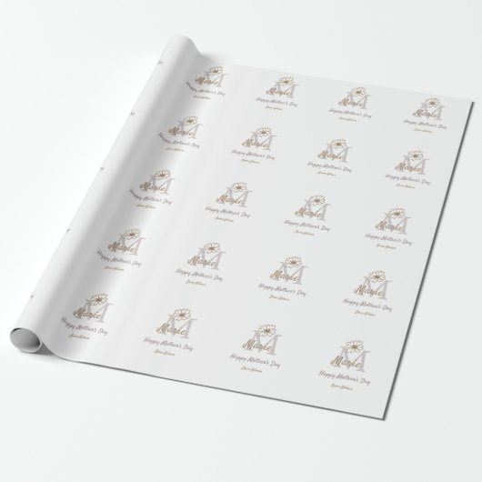 simple minimal mother's day monogram golden gray f geschenkpapier (Ungerollt)
