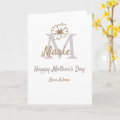 simple minimal mother's day monogram golden gray f karte (Gelbe Blume)
