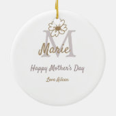 simple minimal mother's day monogram golden gray f keramik ornament (Hinten)