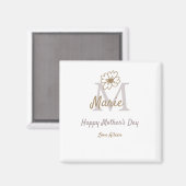 simple minimal mother's day monogram golden gray f magnet (Vorderseite/Rückseite)