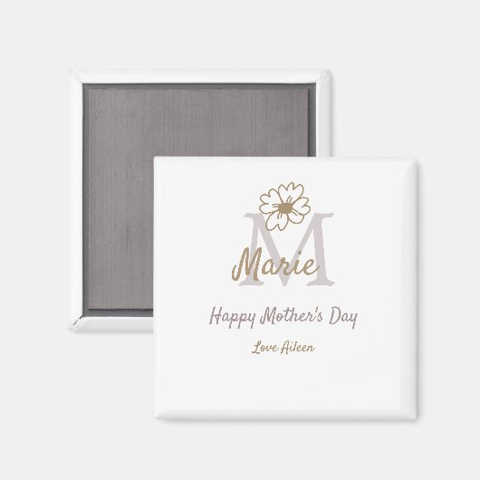 simple minimal mother's day monogram golden gray f magnet (Vorderseite/Rückseite)