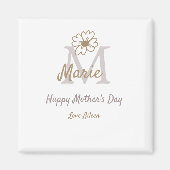 simple minimal mother's day monogram golden gray f magnet (Vorne)