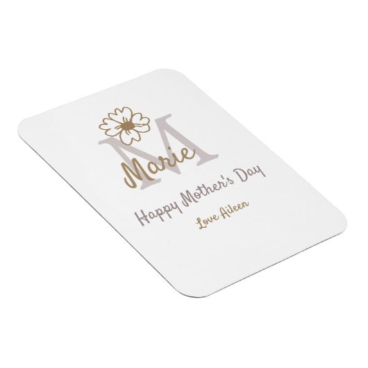 simple minimal mother's day monogram golden gray f magnet (Rechte Seite)