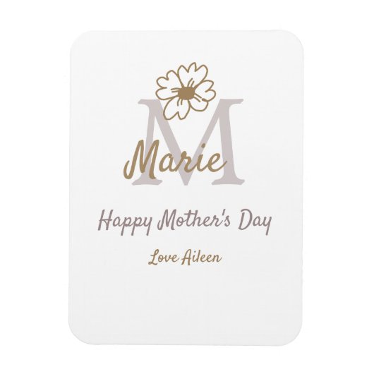 simple minimal mother's day monogram golden gray f magnet (Vertikal)