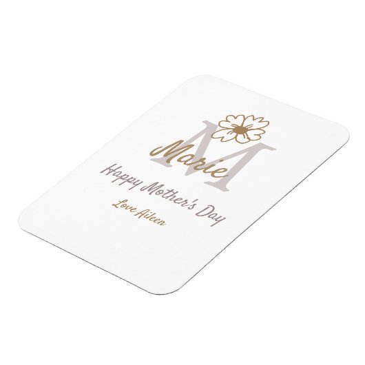 simple minimal mother's day monogram golden gray f magnet (Linke Seite)