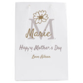 simple minimal mother's day monogram golden gray f mittlere geschenktüte (Vorderseite)