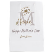simple minimal mother's day monogram golden gray f mittlere geschenktüte (Rückseite)