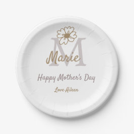 simple minimal mother's day monogram golden gray f pappteller