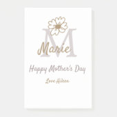 simple minimal mother's day monogram golden gray f post-it klebezettel (Vorderseite)