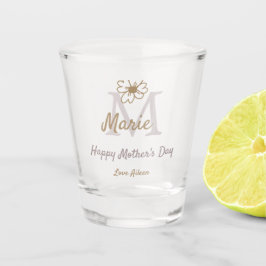 simple minimal mother's day monogram golden gray f schnapsglas