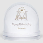 simple minimal mother's day monogram golden gray f schneekugeln (Vorderseite)