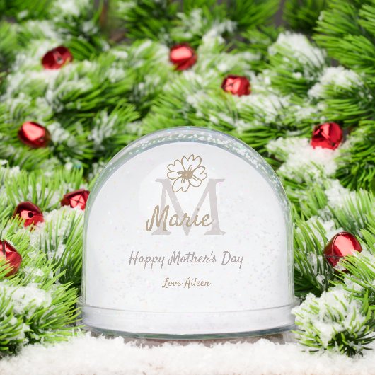 simple minimal mother's day monogram golden gray f schneekugeln (Weihnachten)