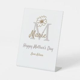 simple minimal mother's day monogram golden gray f sockelschild