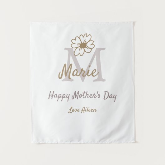 simple minimal mother's day monogram golden gray f wandteppich (Vorderseite)