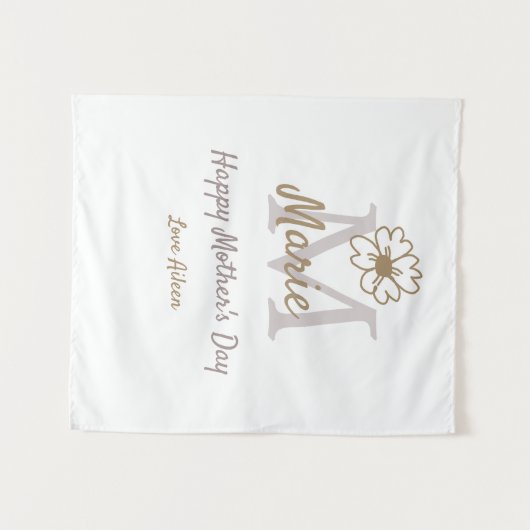 simple minimal mother's day monogram golden gray f wandteppich (Vorderseite (Horizontal))