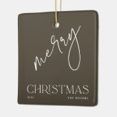 Simple Minimal Olive White Family Name Christmas Keramikornament (Links)