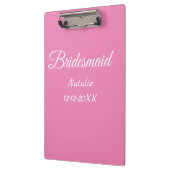 Simple minimal pink bridesmaid add name year text klemmbrett (Links)