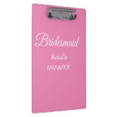 Simple minimal pink bridesmaid add name year text klemmbrett (Rechts)
