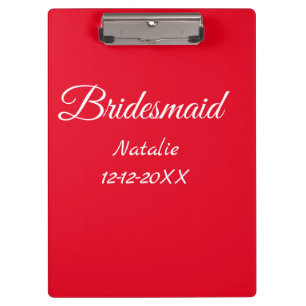 Simple minimal pink bridesmaid add name year text klemmbrett