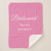 Simple minimal pink bridesmaid add name year text sherpadecke (Vorderseite)