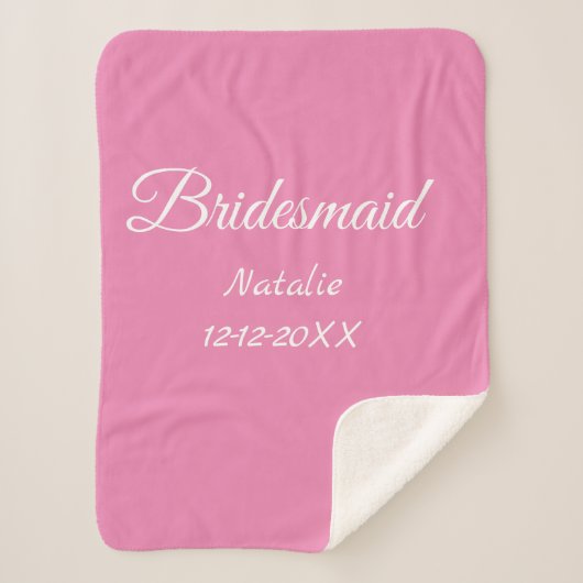 Simple minimal pink bridesmaid add name year text sherpadecke (Vorderseite)