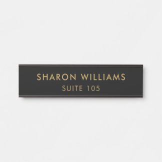 Simple Minimal Professional Black Employee Name Türschild
