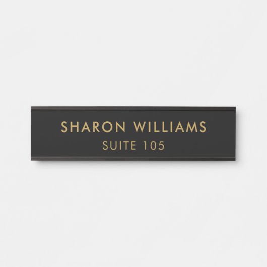 Simple Minimal Professional Black Employee Name Türschild (Vorderseite )