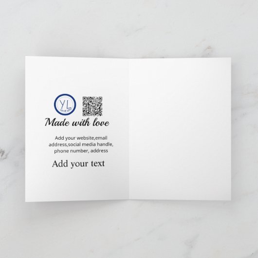 Simple minimal q r code add logo scan code name te karte (Innenseite)