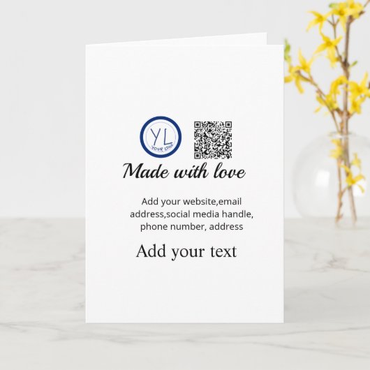 Simple minimal q r code add logo scan code name te karte (Gelbe Blume)