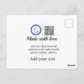 Simple minimal q r code add logo scan code name te postkarte (Rückseite)